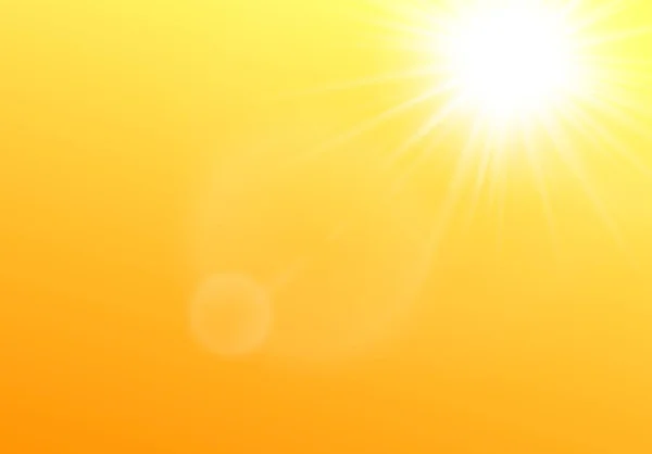 Ο ήλιος λάμπει στον ουρανό ρεαλιστική διανυσματική απεικόνιση σε κίτρινο φόντο. — Διανυσματικό Αρχείο