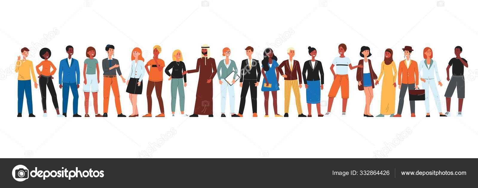 Diverse community of people standing in line - isolated cartoon men and  women Stock Vector Image by ©Sabelskaya #332864426