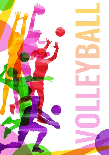 Volleyball competition banner template with players vector illustration isolated. — Stock Vector