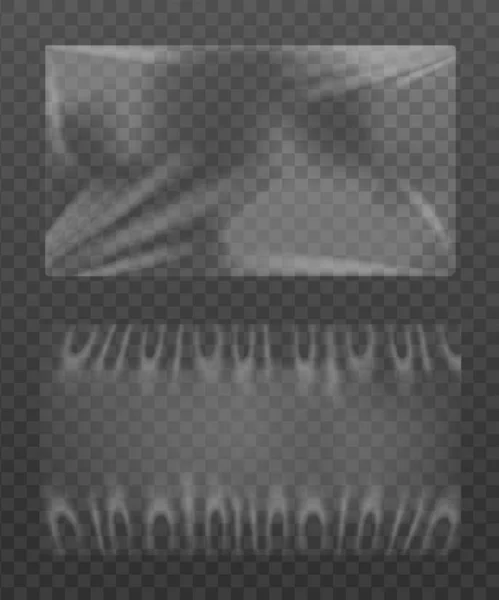Set of transparent polyethylene wrap, realistic vector illustration isolated. — Vector de stock