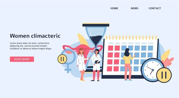 关于妇女更年期主题的登陆页或横幅，平面矢量插图. — 图库矢量图片