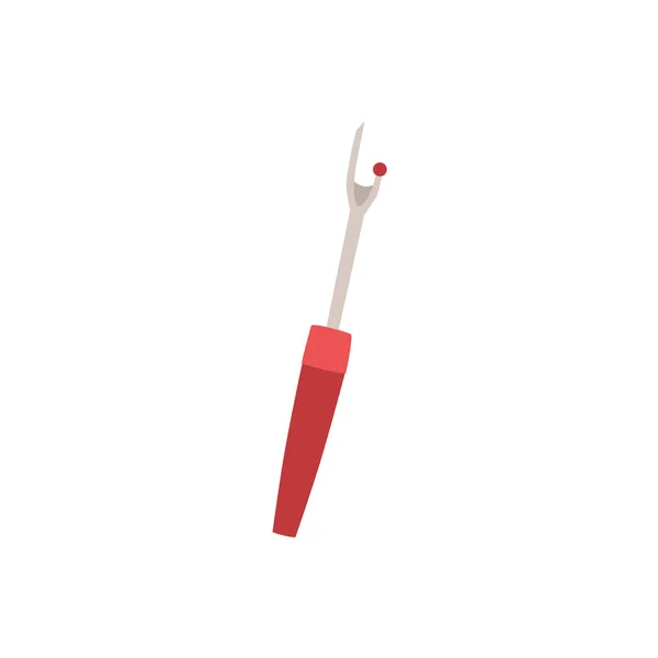 Cartoon seam ripper with red handle isolated on white fone — стоковый вектор