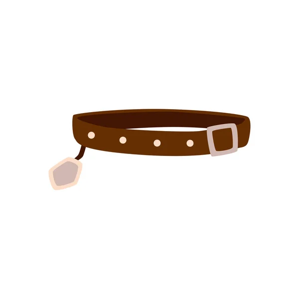 Collar de perro marrón aislado sobre fondo blanco - ilustración vectorial plana — Archivo Imágenes Vectoriales