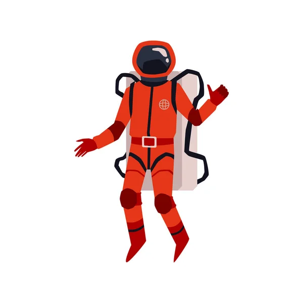 Spaceman or astronaut in space suit character flat vector illustration isolated. — ストックベクタ