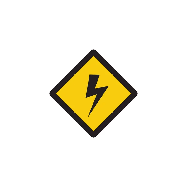 Lightning bout symbool in gele hoogspanning gevaar waarschuwingsbord — Stockvector