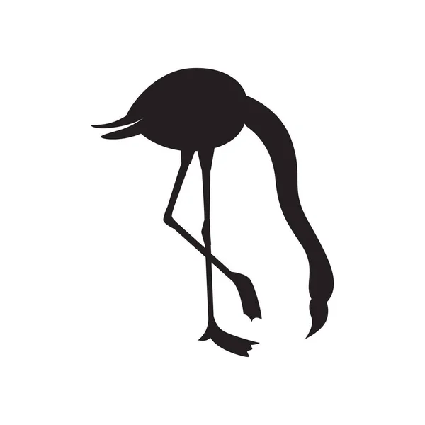 Flamingo-Vogel schwarze Silhouette mit gesenktem Kopf, Vektorabbildung isoliert. — Stockvektor