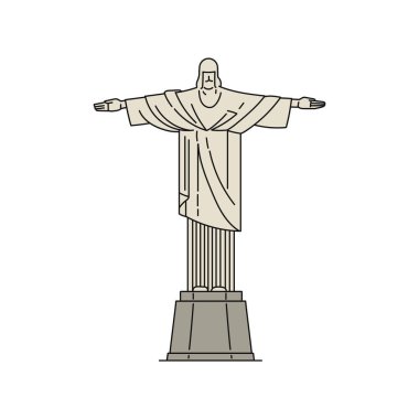 Christ statue a famous landmark in Brazil, sketch vector illustration isolated.