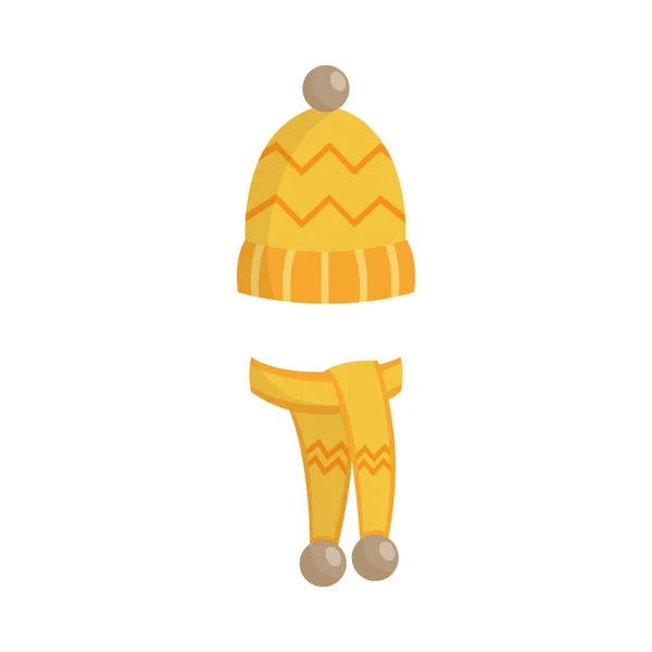 Chapeau chaud tricoté hiver et mitaines dessin animé plat vecteur illustration isolé . — Image vectorielle
