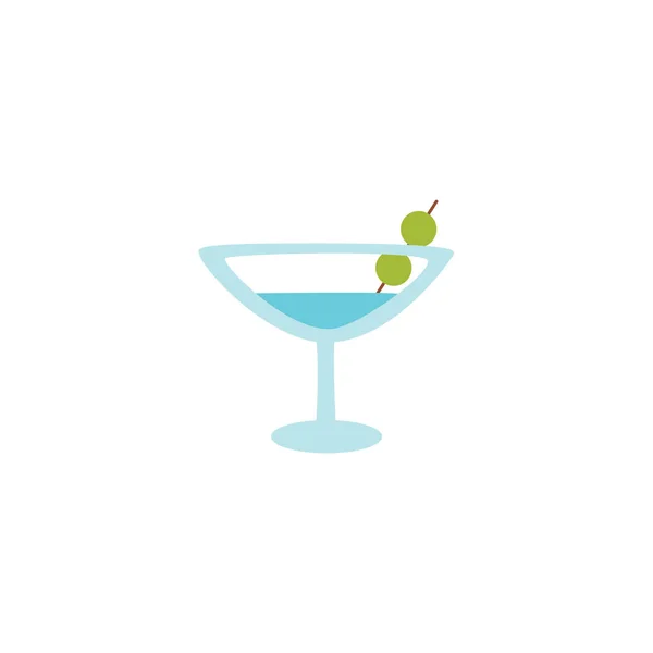 Martini-Cocktail mit Oliven im Glas Symbol flache Vektorabbildung isoliert. — Stockvektor