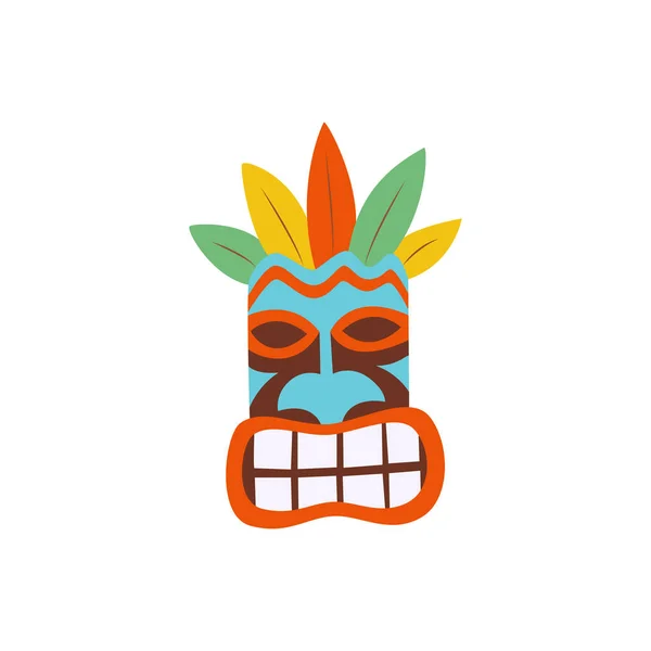 Hawaii Tiki Maske bunte Symbol flache Cartoon-Vektor-Illustration isoliert. — Stockvektor