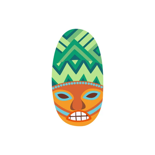 Hölzerne hawaiianische Maske Symbol oder Symbol flache Cartoon-Vektor-Illustration isoliert. — Stockvektor