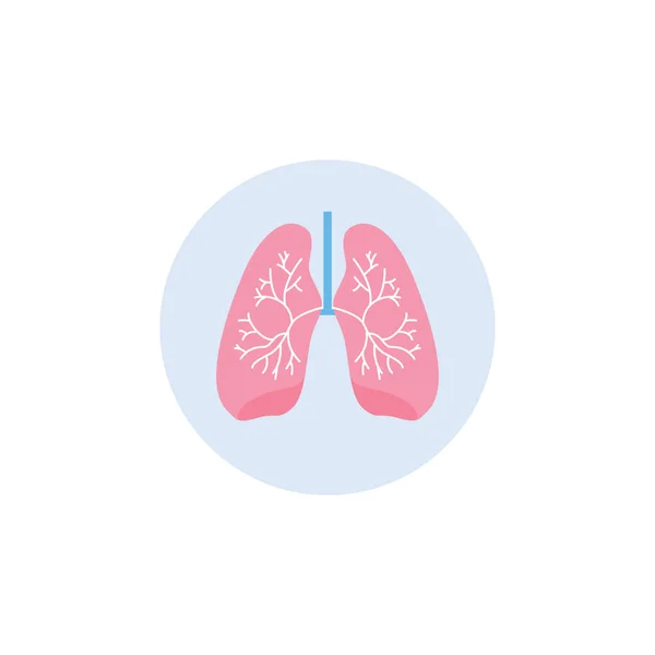 Respiratory system lungs icon in circle flat vector illustration isolated. — 图库矢量图片