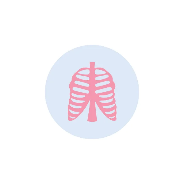 Human rib cage medical icon in circle flat vector illustration isolated on white. — 图库矢量图片