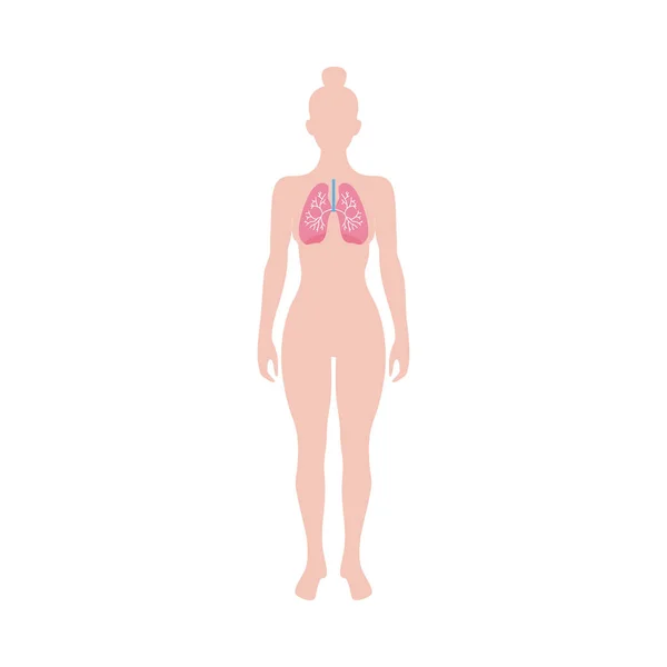 Signo o símbolo de pulmones humanos en forma de figura femenina, ilustración vectorial aislada . — Archivo Imágenes Vectoriales