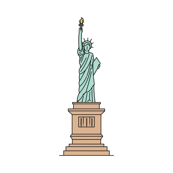 Икона "Статуя Свободы" - знаменитая достопримечательность США на белом фоне . — стоковый вектор