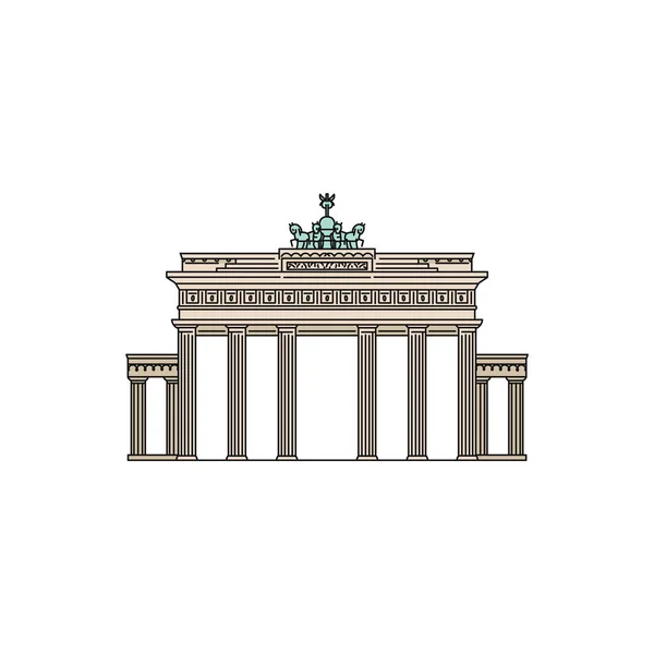 Brandenburger Tor berühmtes touristisches Wahrzeichen, Skizzenvektorabbildung isoliert. — Stockvektor