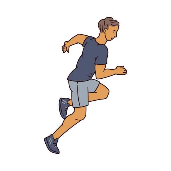 Runner athlete male character vector illustration in sketch style isolated. — 스톡 벡터