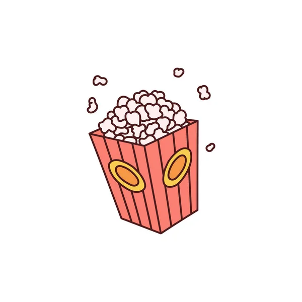 Icono de caja de palomitas de maíz rojo aislado sobre fondo blanco — Vector de stock