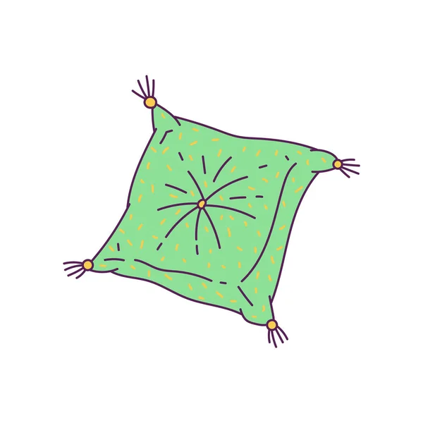 白色背景的绿色枕头-手绘涂鸦 — 图库矢量图片
