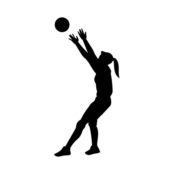 Silhouette de la joueuse de volley-ball illustration vectorielle plate isolée . — Image vectorielle