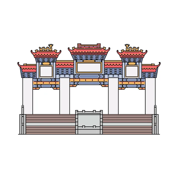 Famoso templo de Hong Kong - icono plano del antiguo santuario y la atracción turística — Vector de stock