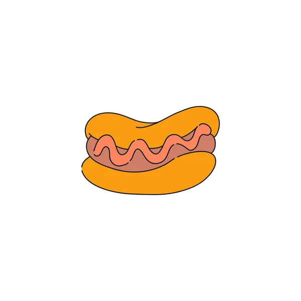 Hot dog ikona nebo symbol ve stylu náčrtu, vektorové ilustrace izolované. — Stockový vektor