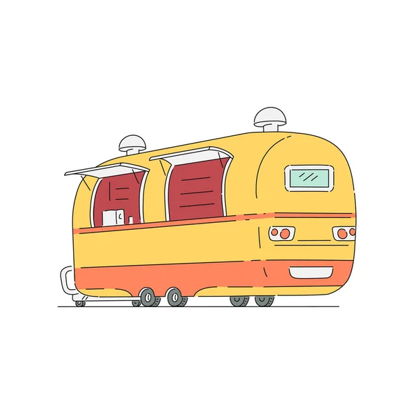 Trade truck dla fast food mobile cafe skecz wektor ilustracji izolowane. — Wektor stockowy