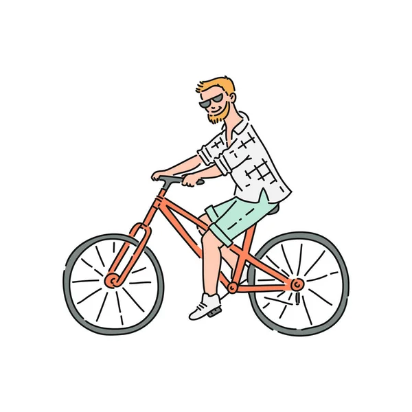 Велосипедист или велосипедист мужской персонаж верхом на векторном рисунке . — стоковый вектор