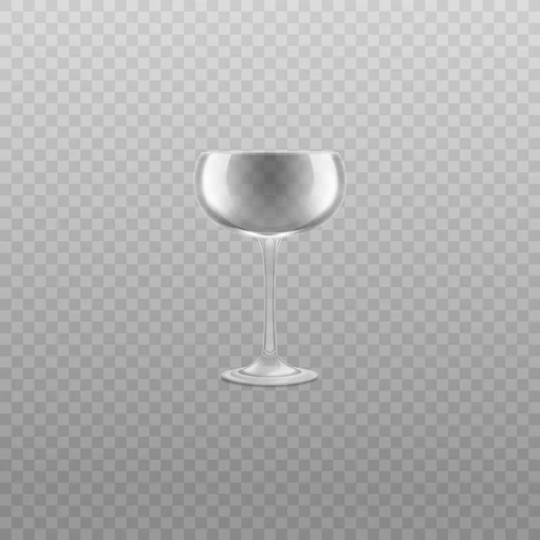 Empty glossy wine or champagne glass, realistic vector illustration isolated. — Stock Vector