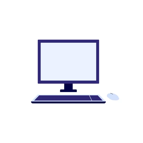 Monitor de computadora e icono o símbolo del teclado, ilustración vectorial plana aislar . — Vector de stock