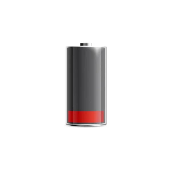 Black battery with low charge indicator realistic vector illustration isolated. — ストックベクタ