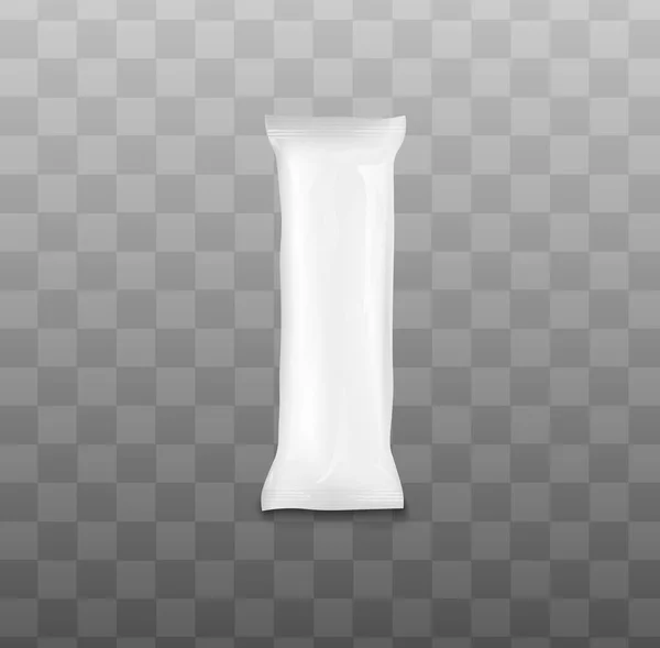 Modèle blanc de cholocate ou de barre protéinée - sac d'emballage en papier d'aluminium brillant blanc réaliste — Image vectorielle