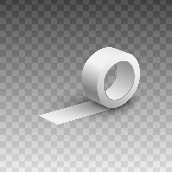 Adhesive sticky white tape or scotch roll realistic vector illustration isolated. — Διανυσματικό Αρχείο