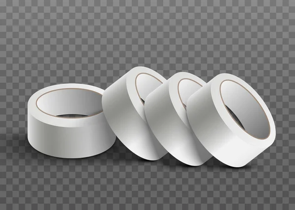 White realistic sticky tape roll stack isolated on transparent background. — Stockvektor