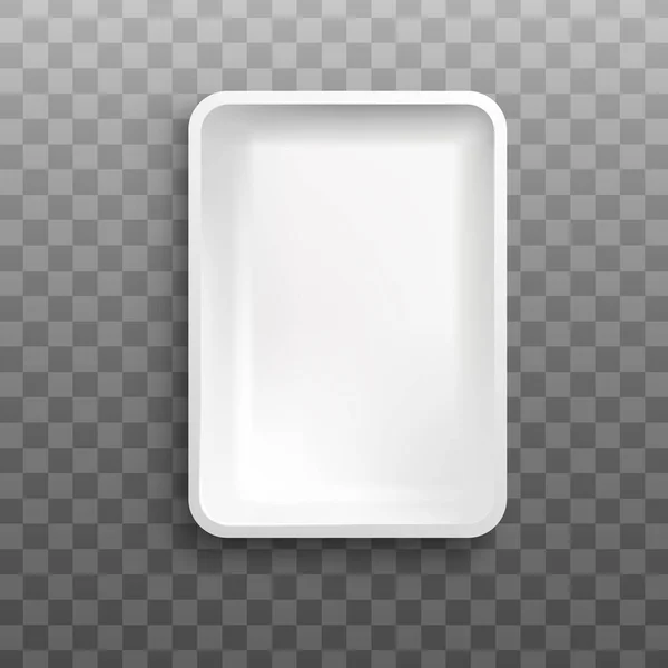 White rectangle foam tray from top view isolated on transparent background — Stockvektor