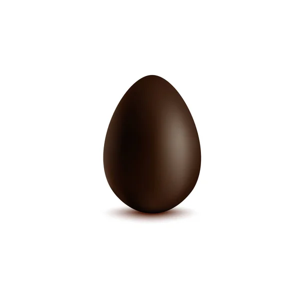 Uovo di cioccolato marrone scuro con ombra realistica isolato su sfondo bianco — Vettoriale Stock