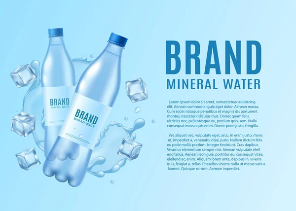 Vers natuurlijk water advertentie poster template - realistische mockup — Stockvector