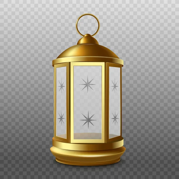 Антикварная лампа "Золотой фонарь" для рамаданской реалистической векторной иллюстрации . — стоковый вектор