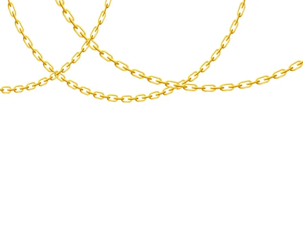 Gold jewelry chains hanging from above, realistic vector illustration isolated. — Stock Vector