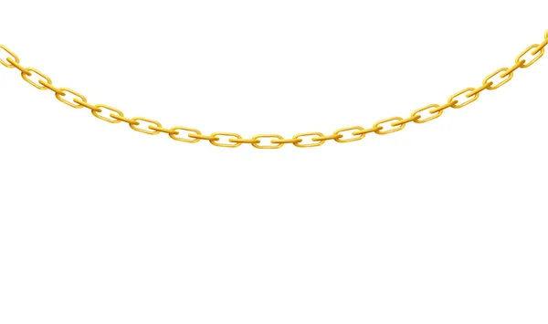Realistic thin gold chain with oval links isolated on white background — Stock Vector
