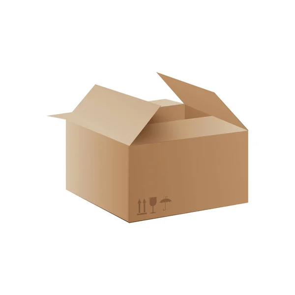 Mockup av kartong leverans förpackning box, realistisk vektor illustration isolerad. — Stock vektor