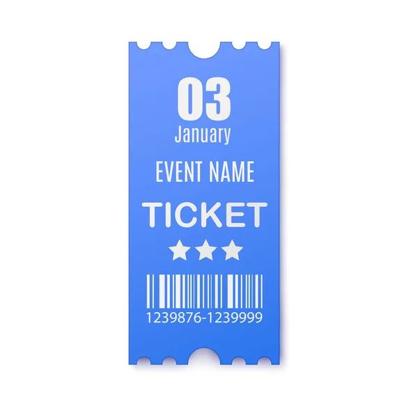 イベントのアイデンティティのための青い紙のチケットのテンプレート,現実的なベクトルイラスト. — ストックベクタ