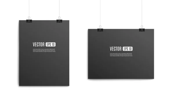 Plantilla de póster de papel colgante negro aislado sobre fondo blanco — Vector de stock