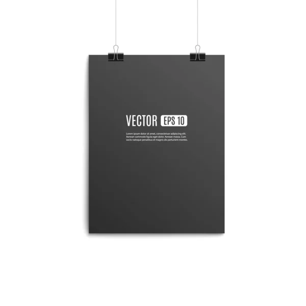 Blank hanging paper poster mockup with template - vector illustration. — Stock Vector