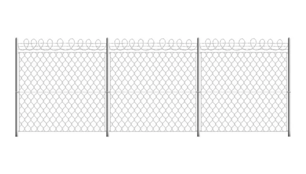 Тюремный забор с колючей проволокой на верхней реалистичной векторной иллюстрации изолирован . — стоковый вектор