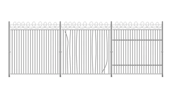 Φυλακή ή στρατός, δικαστήριο ασφαλές φράχτη ρεαλιστική διανυσματική απεικόνιση απομονωμένη. — Διανυσματικό Αρχείο
