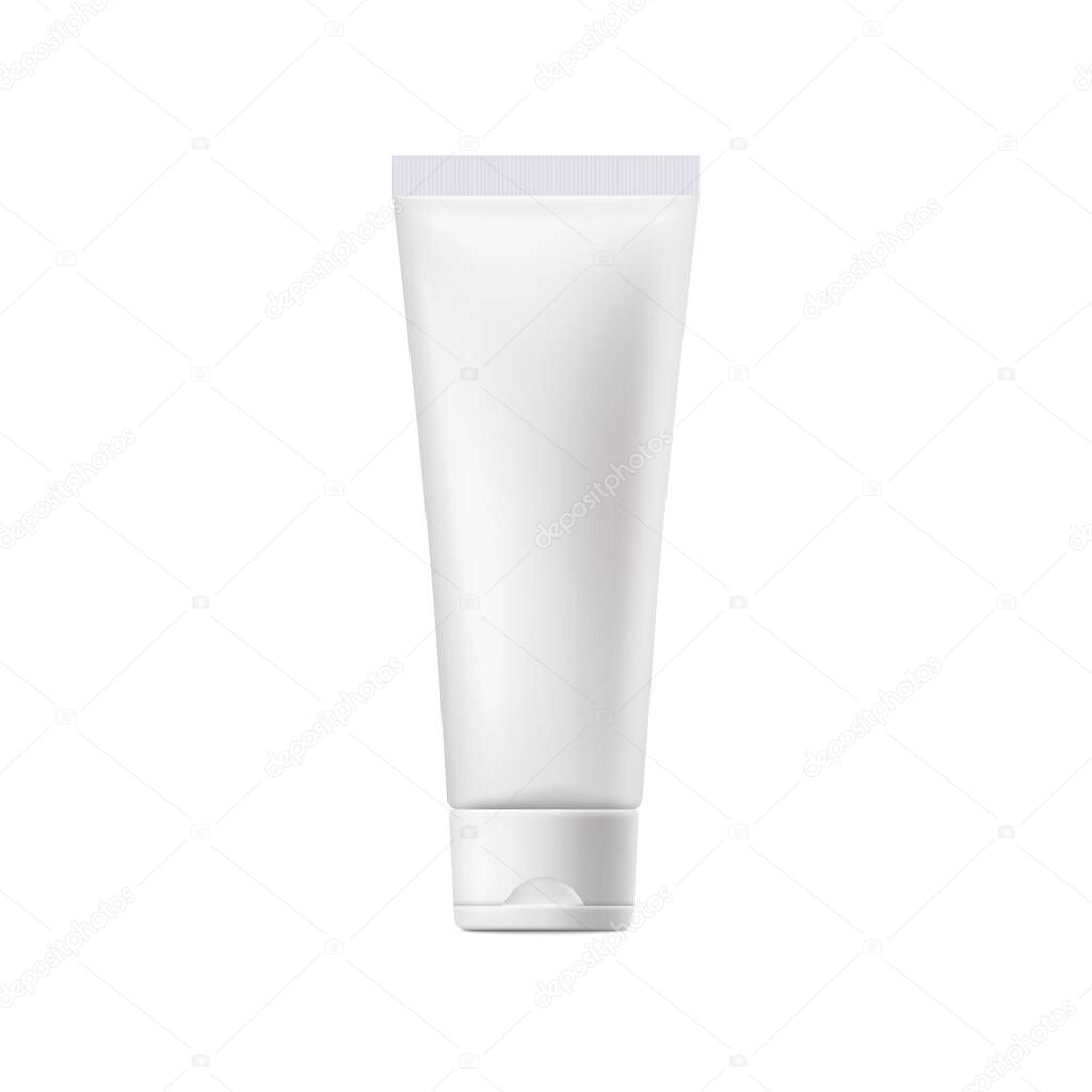 Mockup cosmetic cream or gel white tube, realistic vector illustration isolated.