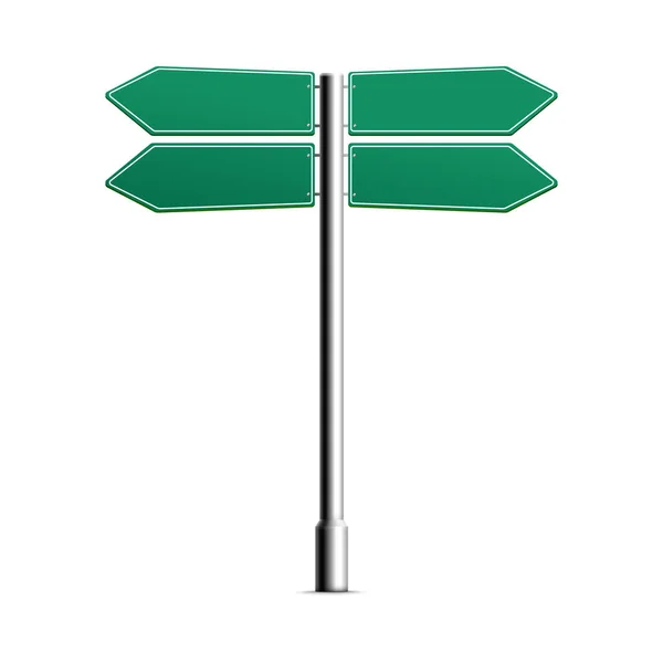 Crossroad σήμα κατεύθυνση βέλος ρεαλιστική διανυσματική απεικόνιση mockup απομονωμένη. — Διανυσματικό Αρχείο