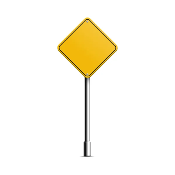 Mockup de la signalisation routière losange jaune illustration vectorielle réaliste isolé . — Image vectorielle