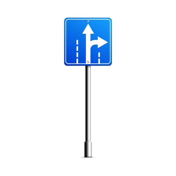 Mockup of road sign with turn arrow, realistic vector illustration isolated. — Stock Vector